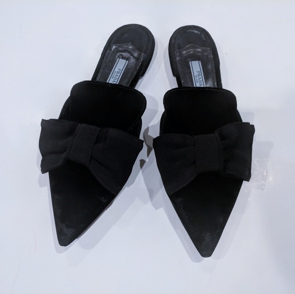 🎉SALE!🎀PRADA Bow🎀Flats Mules Slides 38.5/8 U.S. - Picture 4 of 8